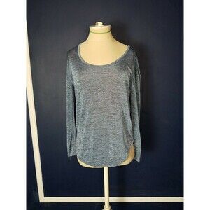 Armani Exchange Long Sleeve Scoop Neck Shirt Blue/Black space Size XXS